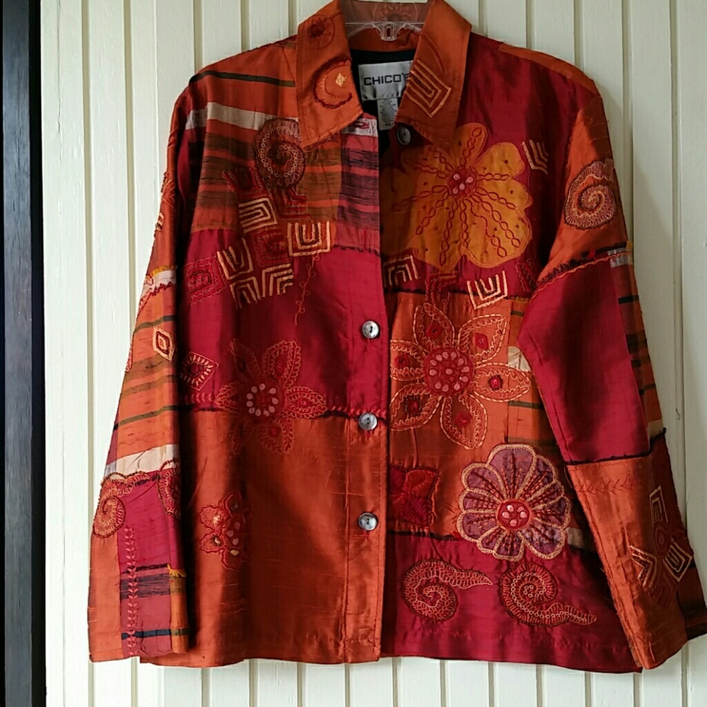 Chico's Brand New Silk Shirt-Style Jacket